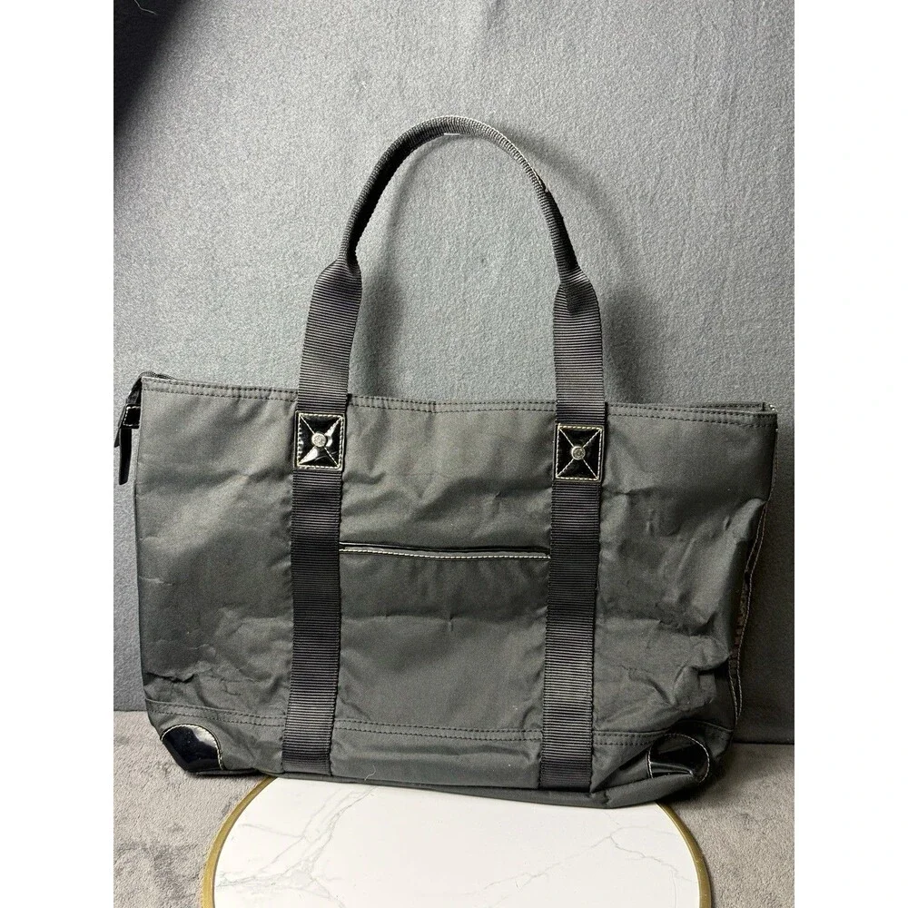 Franco Sarto Womens Gray Canvas Top Handle Bag Shoulder Tote Handbag Satchel Pur